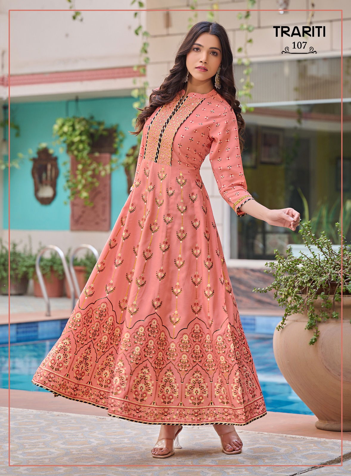 Trariti 101 Rayon Printed Long Anarkali Kurtis Wholesale Price In Surat
